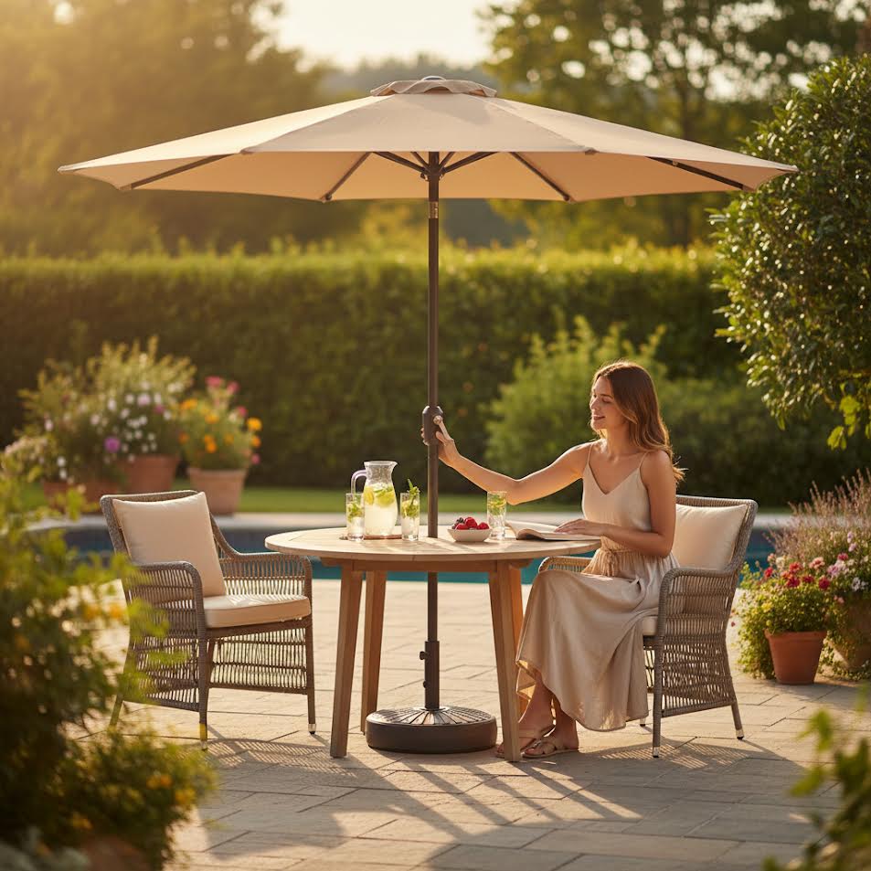 Shayd - 2M Center Outdoor Patio Umbrella With Round Base