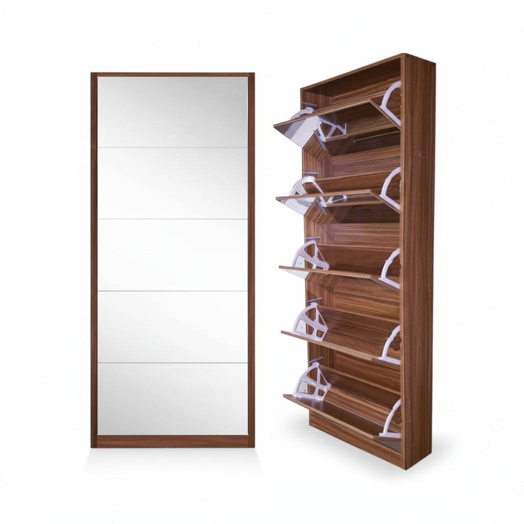 Nu Dekor - 5 Tier Mirror Shoe Cabinet