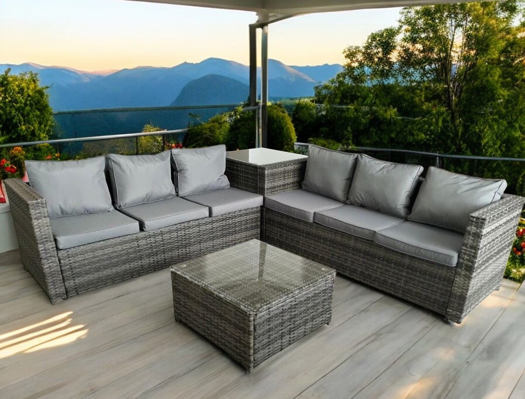 Shayd - 4PC Outdoor Rattan 6-Seater Patio Set