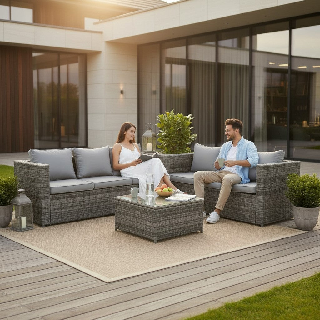 Shayd - 4PC Outdoor Rattan 6-Seater Patio Set