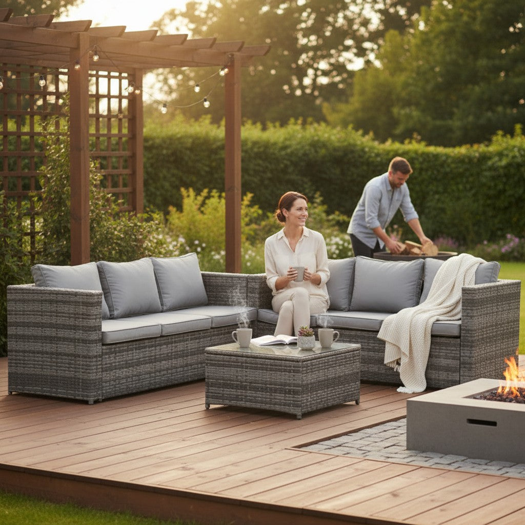 Shayd - 4PC Outdoor Rattan 6-Seater Patio Set