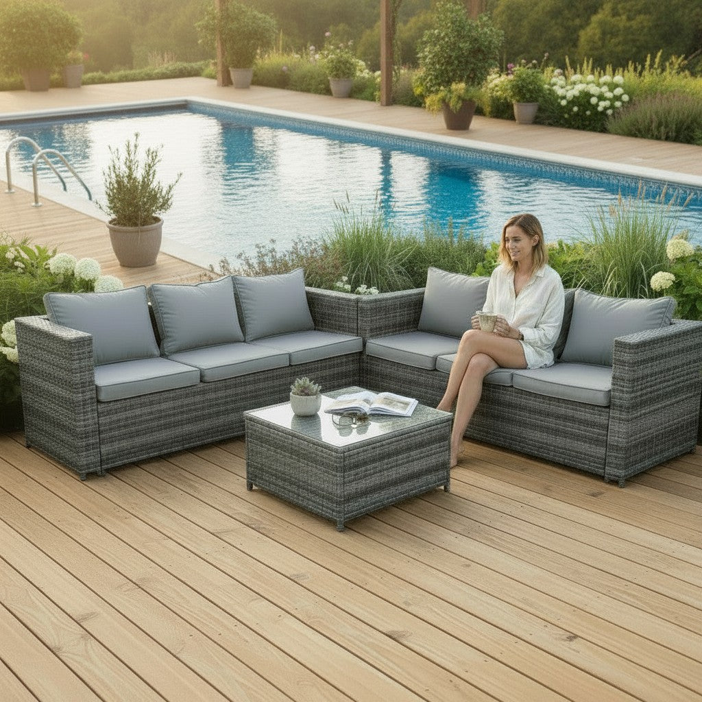 Shayd - 4PC Outdoor Rattan 6-Seater Patio Set