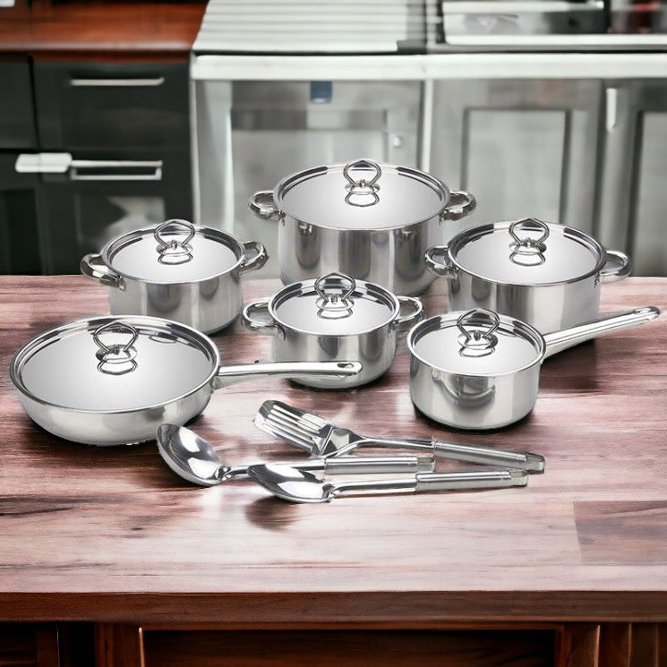 HomePro - Set Of 15 Piece Stainless Steel Cookware