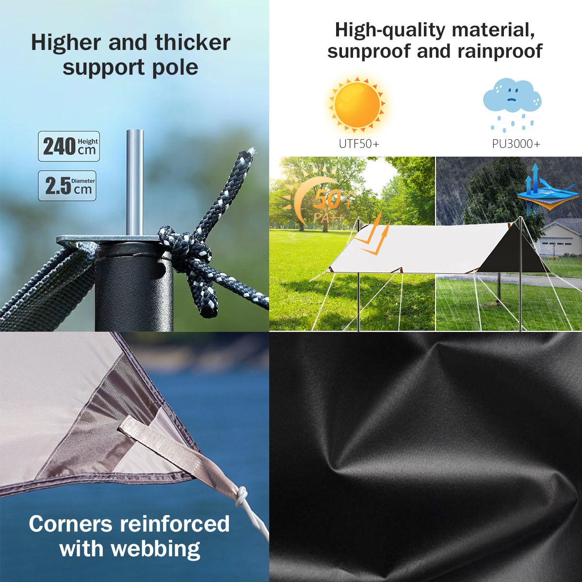 Shayd - 5m Outdoor Portable Sun/Rain Camping Canopy