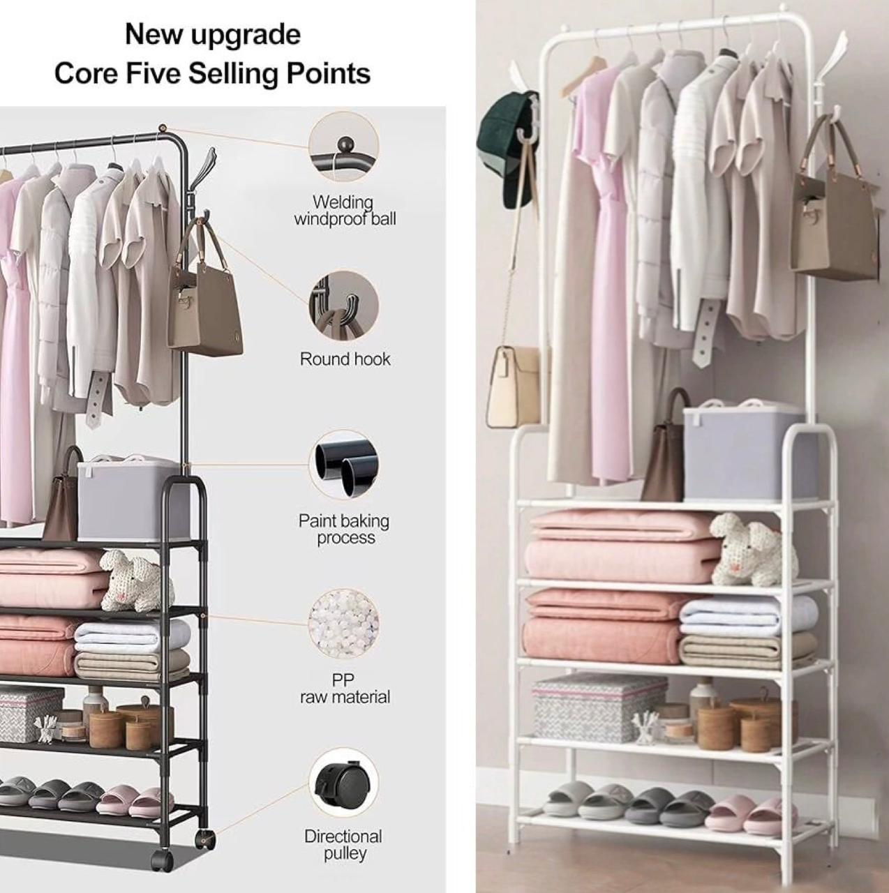 Nu Dekor - 5 Tier Multi-Purpose Shoe and Clothing Rack