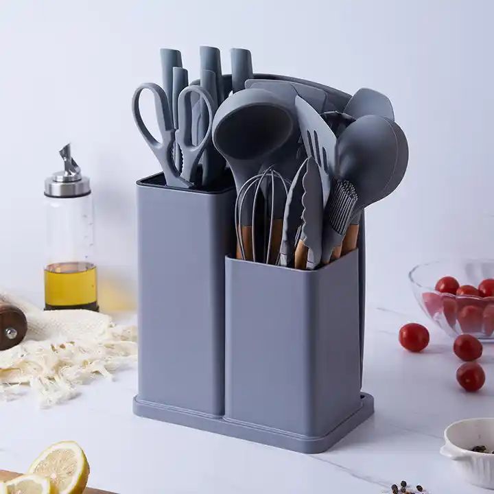 HomePro - 19 Piece Silicone Cookware Utensil Set with Chopping Board
