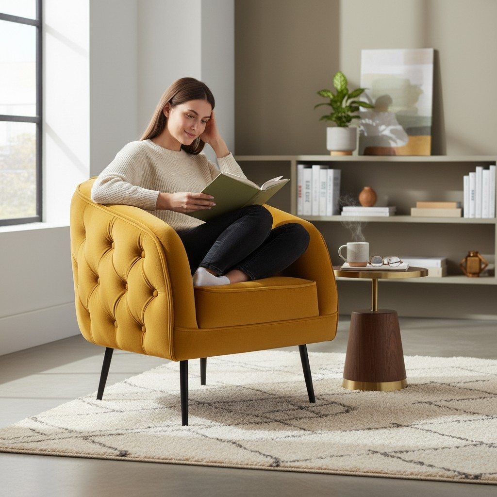 Nu Dekor - Belleau Button Velvet Occasional Chair