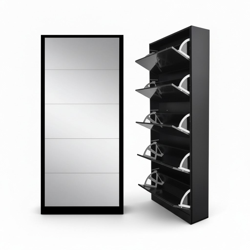 Nu Dekor - 5 Tier Mirror Shoe Cabinet