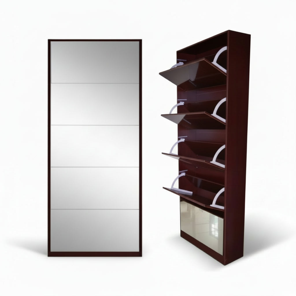Nu Dekor - 5 Tier Mirror Shoe Cabinet