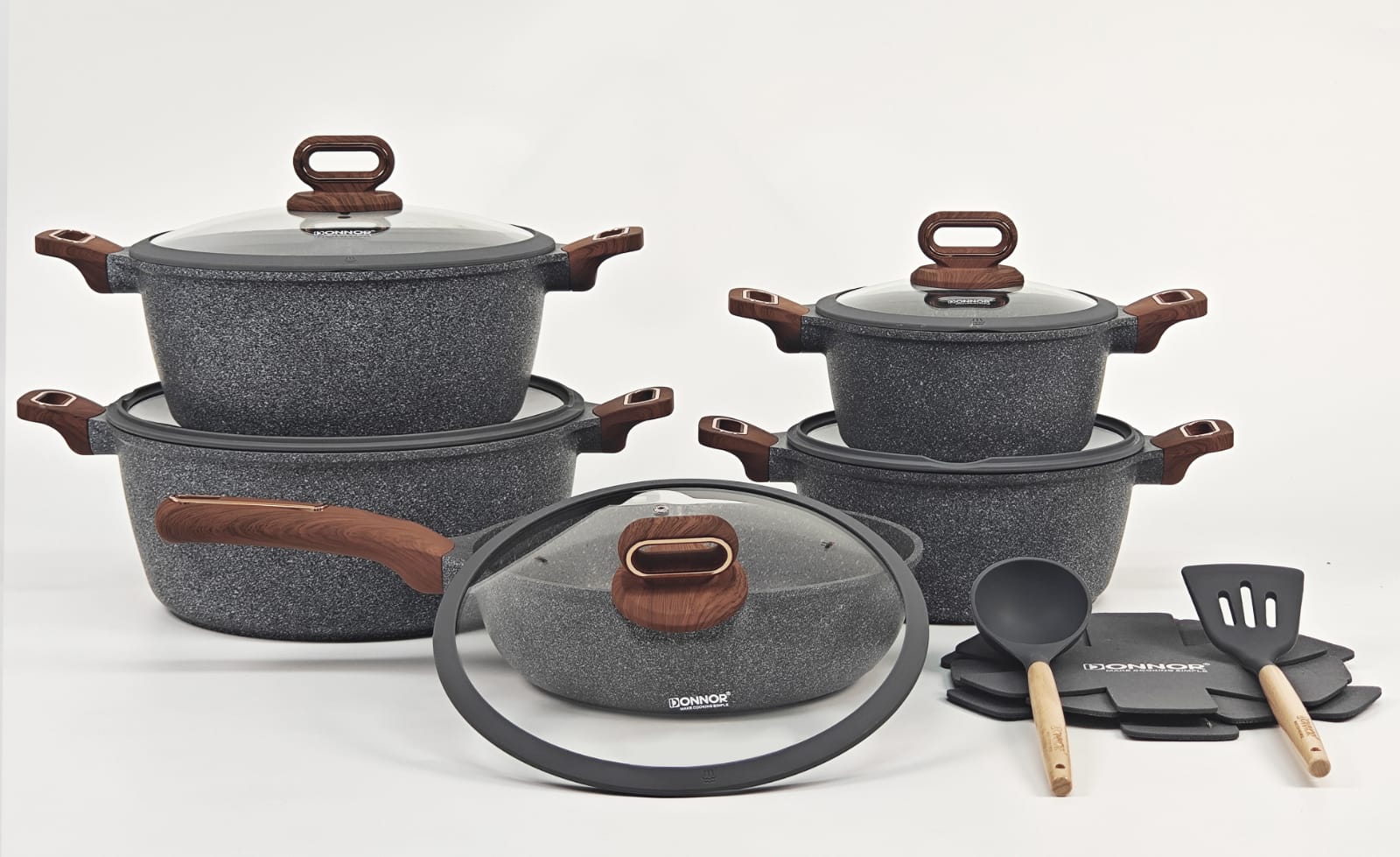 Donnor - 15pc Non Stick Granite Cookware Set