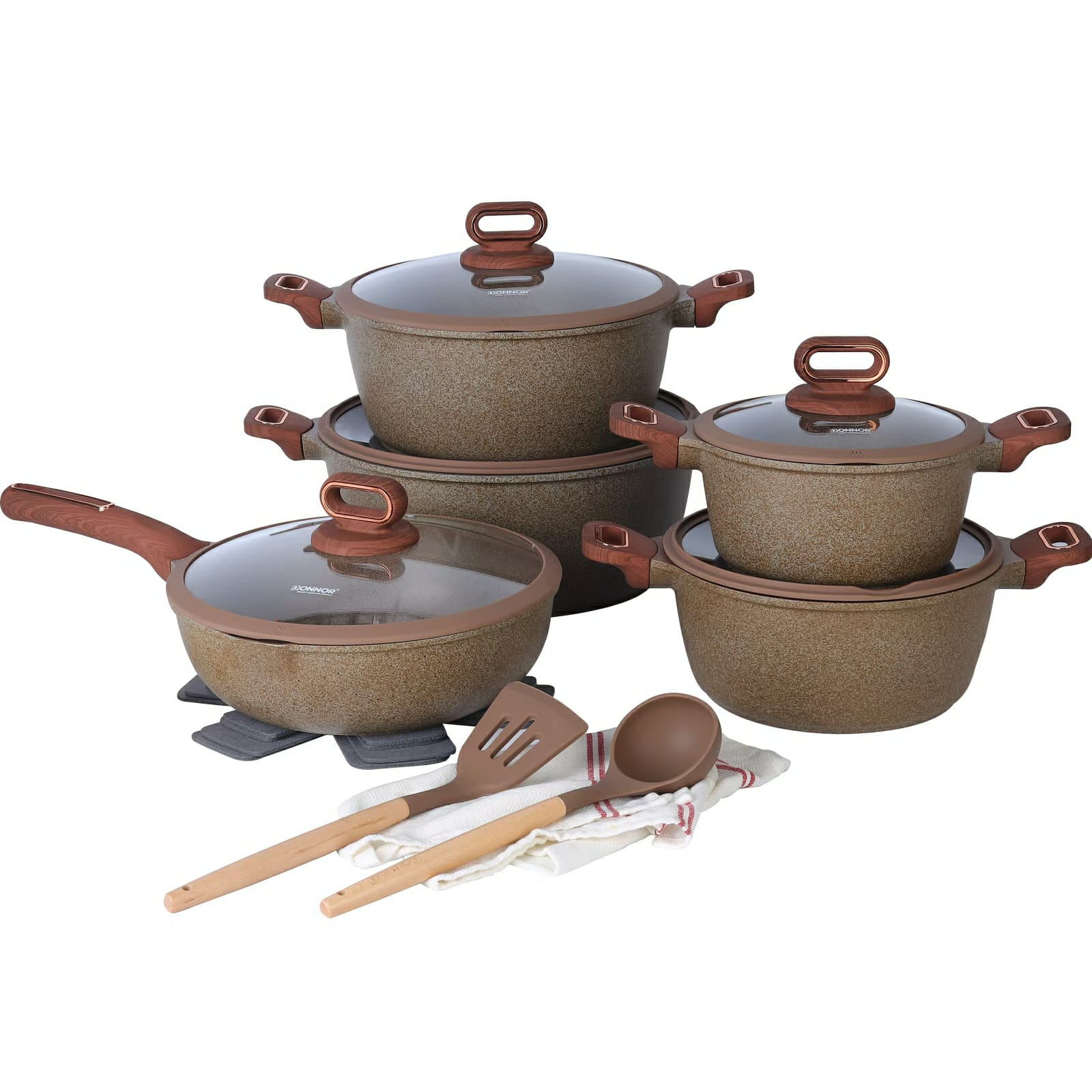 Donnor - 15pc Non Stick Granite Cookware Set