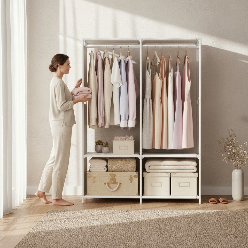 Nu Dekor - Double Wardrobe Pipe Storage Rack