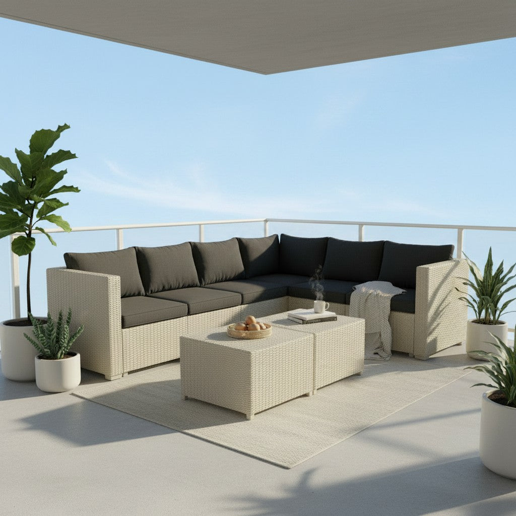 Shayd - Santorini 6 Seater Rattan Outdoor Patio Set