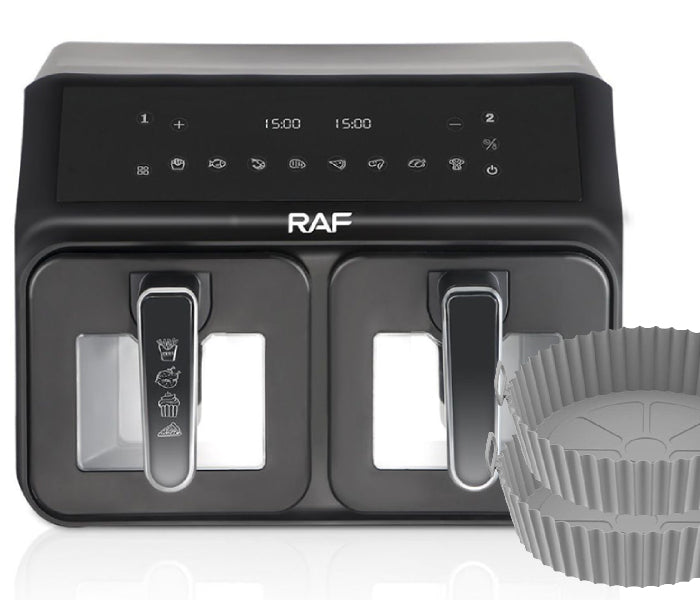 RAF - Digital 9L Dual Window Air Fryer + 2 FREE Silicone Liners