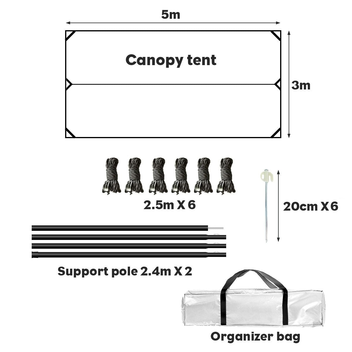 Shayd - 5m Outdoor Portable Sun/Rain Camping Canopy