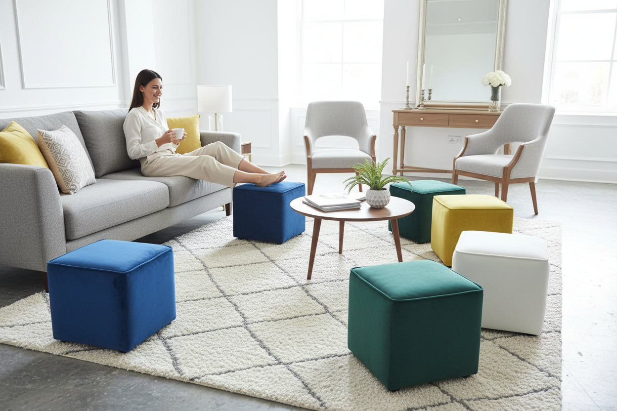 Nu Dekor - Square Ottoman Stool - Set Of 2