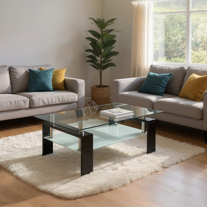 Nu Dekor - Stanley 2 Tier Glass Coffee Table – Homestylez