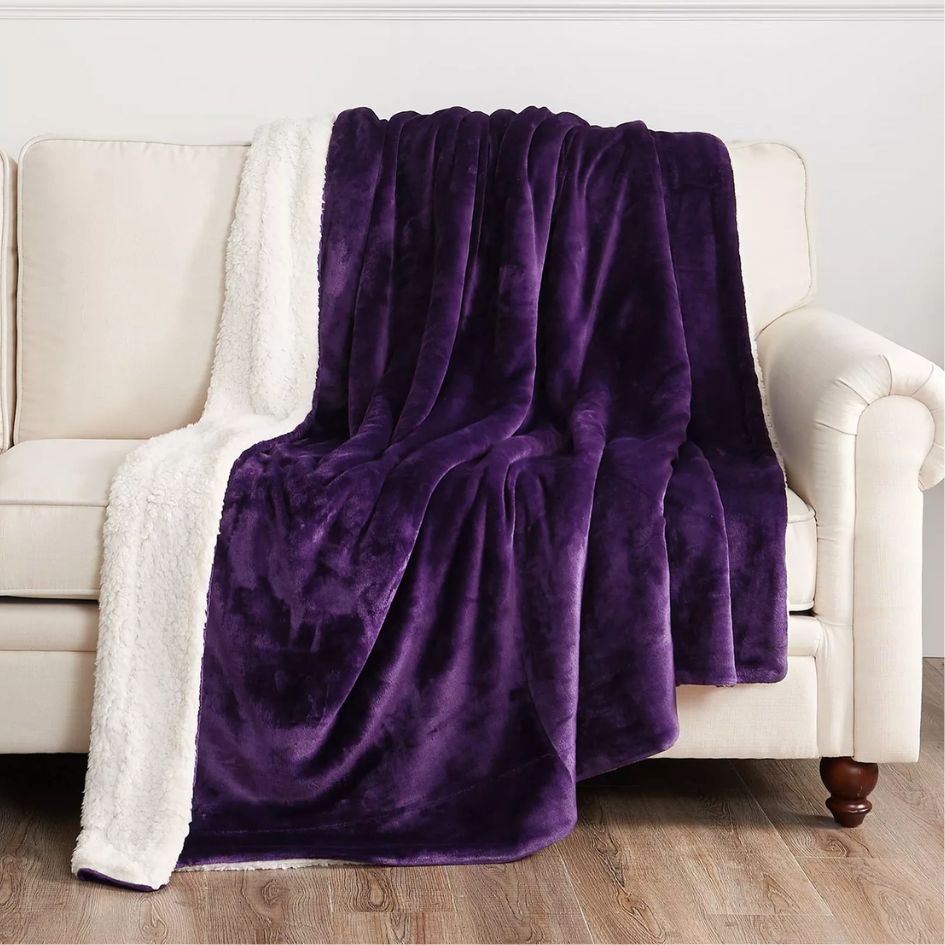 Nu Dekor - Reversible Sherpa Soft Fleece Throw Blanket