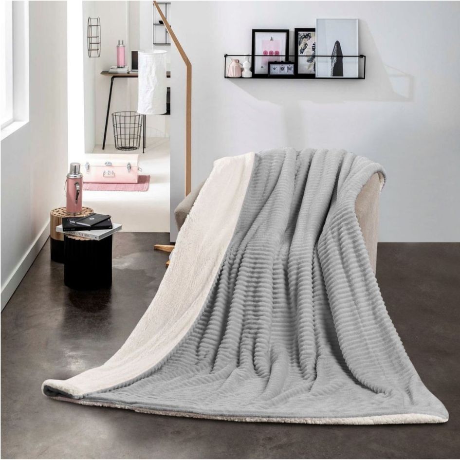 Nu Dekor - Reversible Sherpa Fleece Throw Flannel Blanket