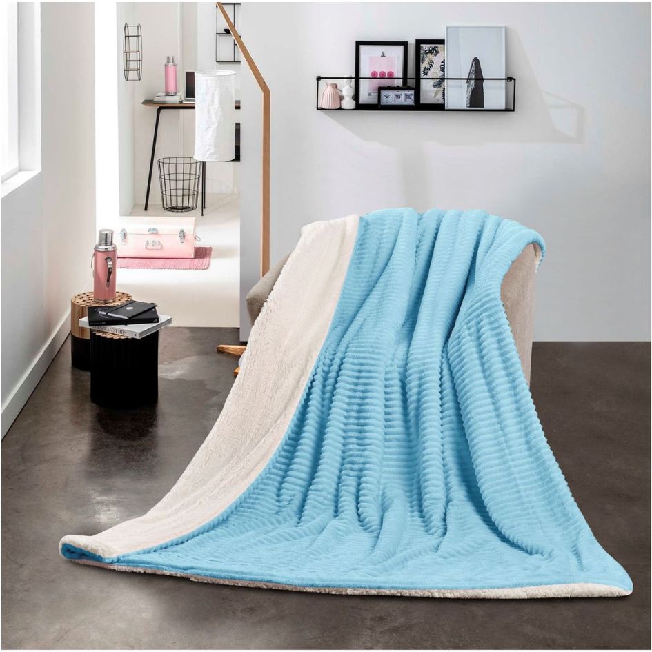 Nu Dekor - Reversible Sherpa Fleece Throw Flannel Blanket