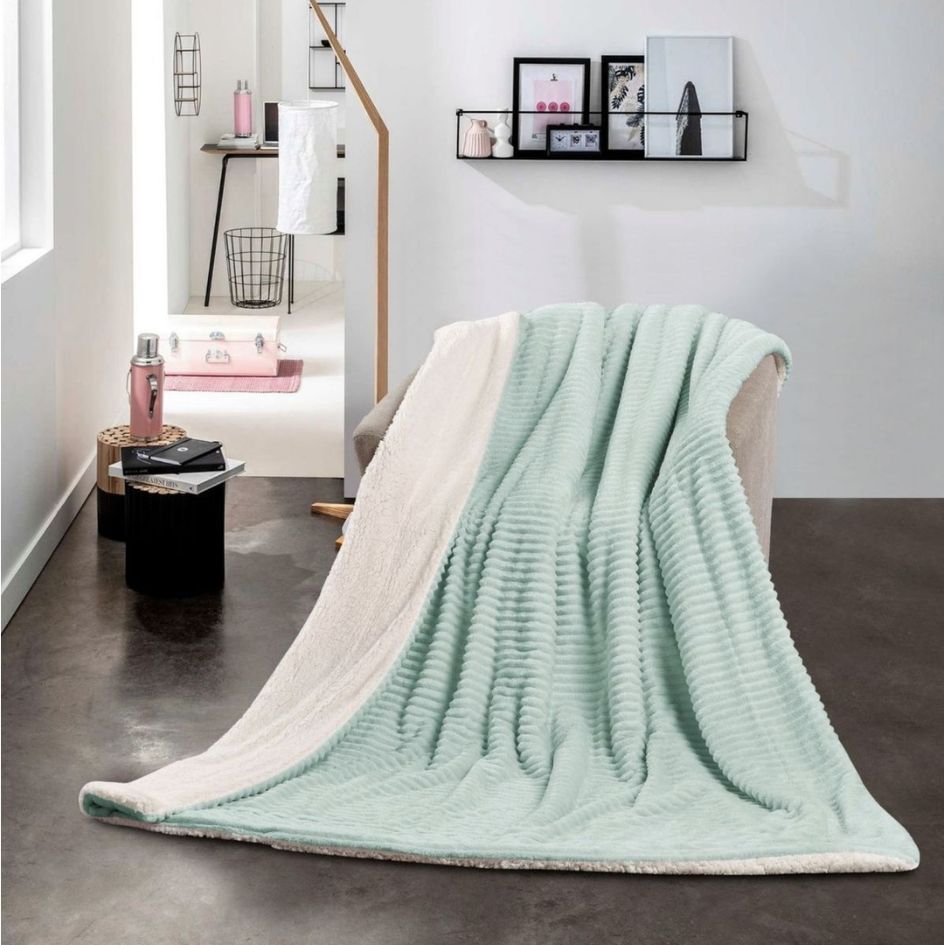 Nu Dekor - Reversible Sherpa Fleece Throw Flannel Blanket