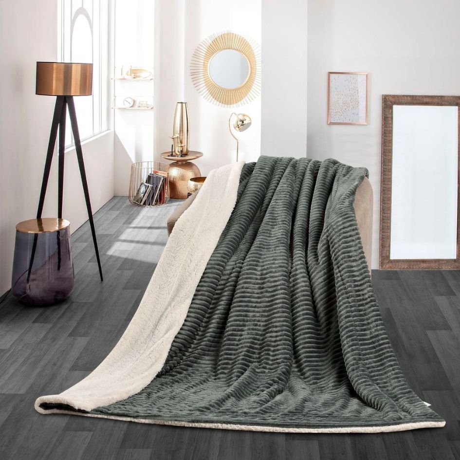 Nu Dekor - Reversible Sherpa Fleece Throw Flannel Blanket