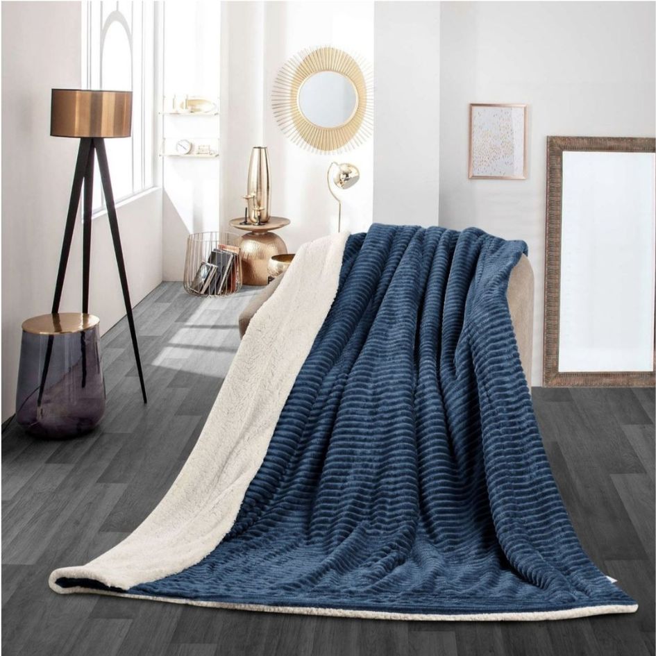 Nu Dekor - Reversible Sherpa Fleece Throw Flannel Blanket