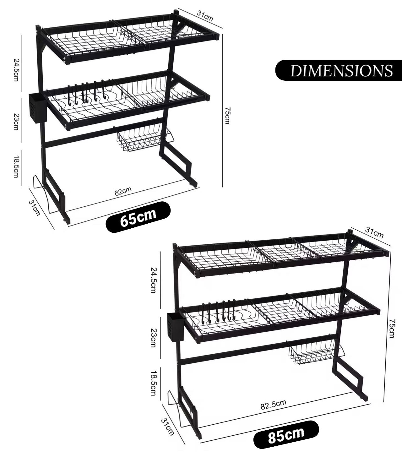 Compact - 2 Tier Over Sink Dish Drying Rack