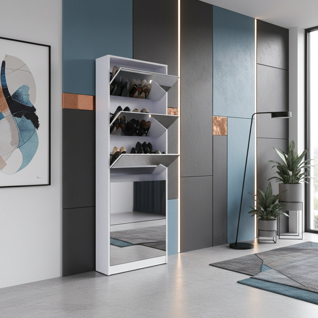 Nu Dekor - 5 Tier Mirror Shoe Cabinet