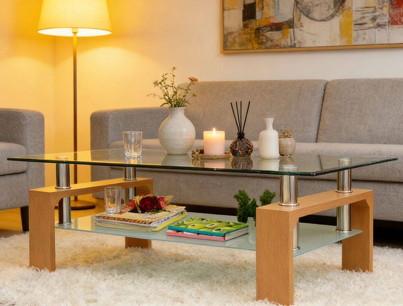 Nu Dekor - Stanley 2 Tier Glass Coffee Table – Homestylez