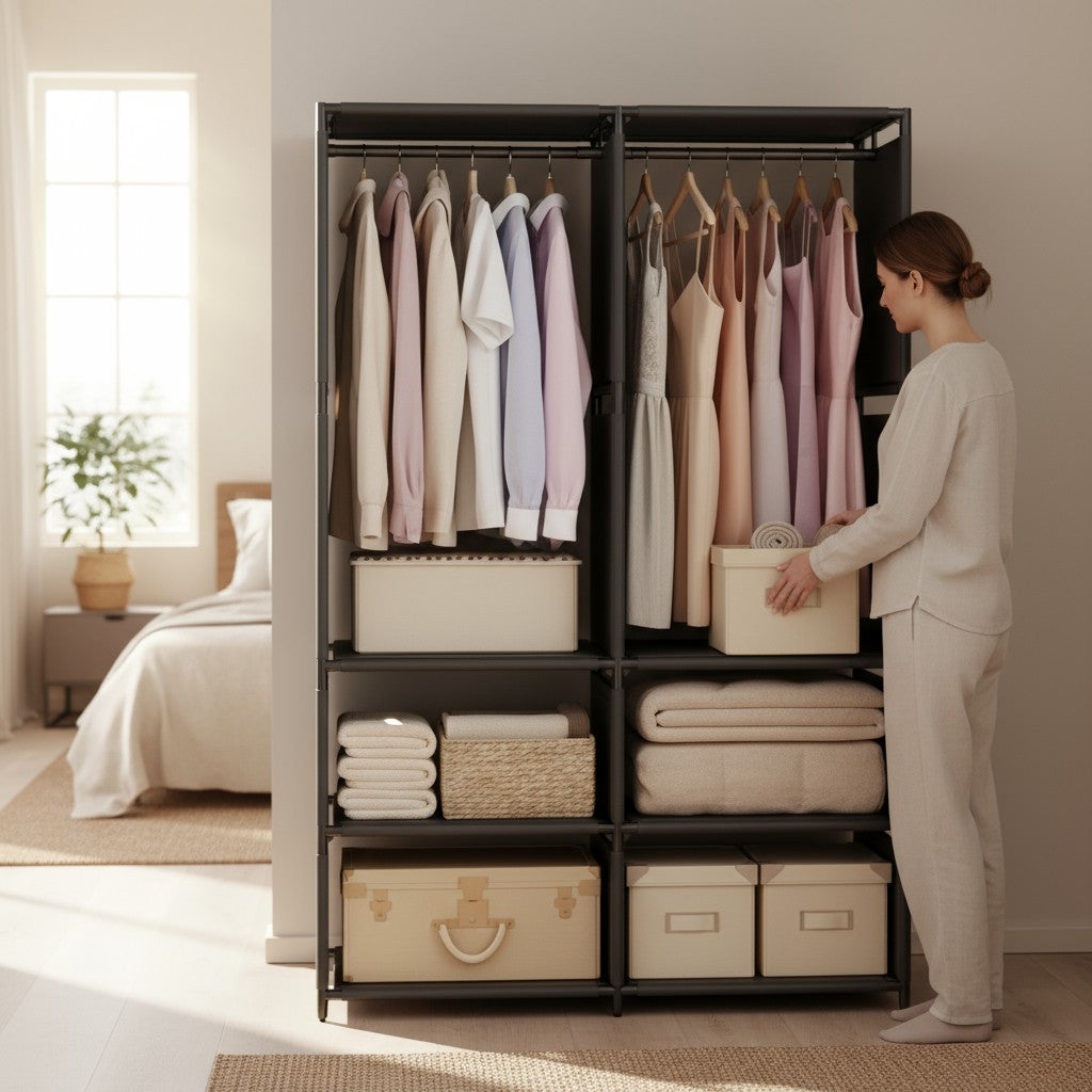 Nu Dekor - Double Wardrobe Pipe Storage Rack