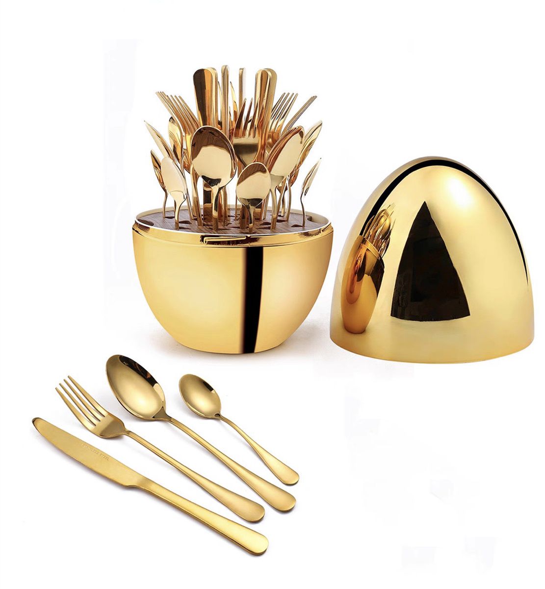 HomePro - 24pcs Egg Shaped Holder Cutlery Set