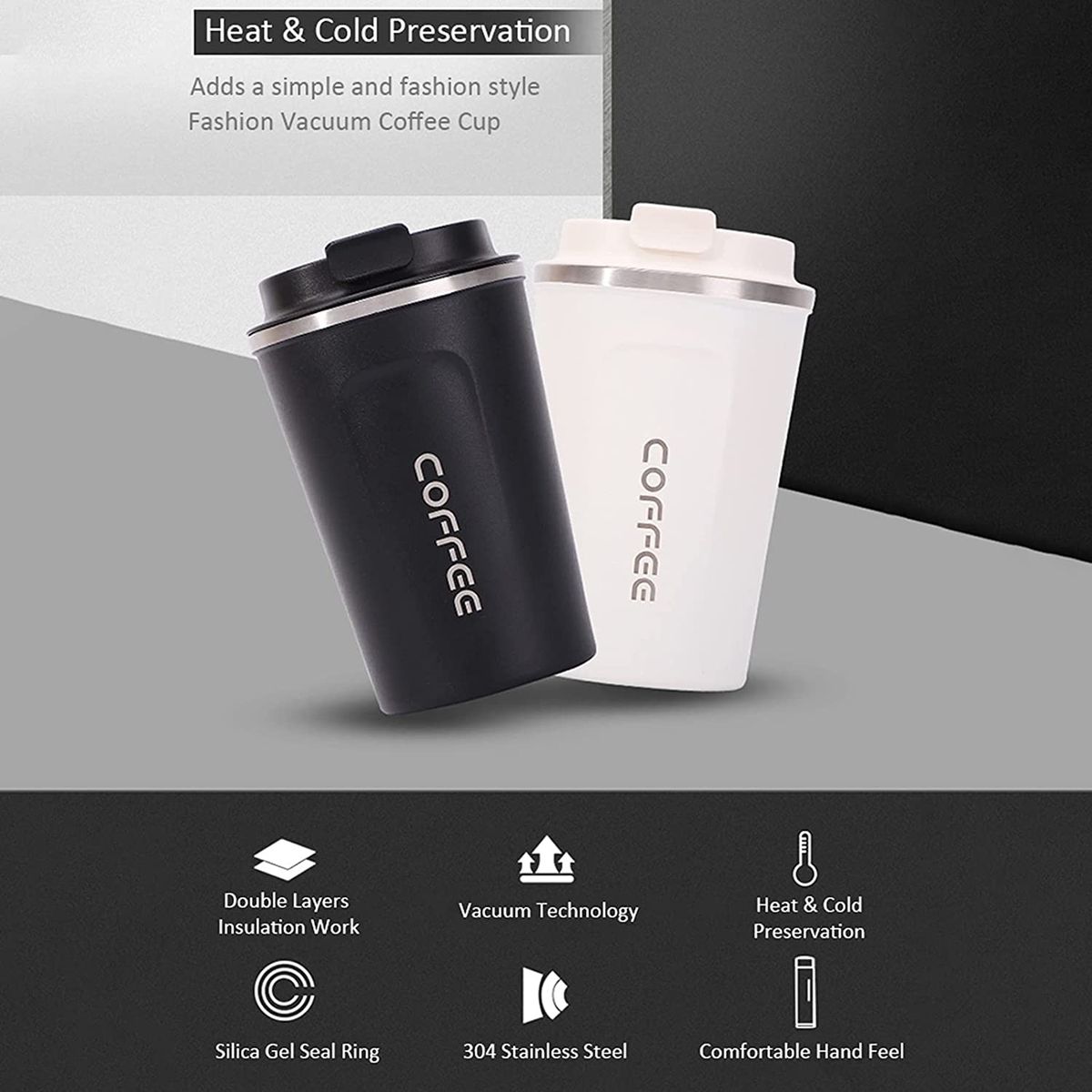 HomePro - 500ML Insulated Double Wall Travel Flask Coffee Cup