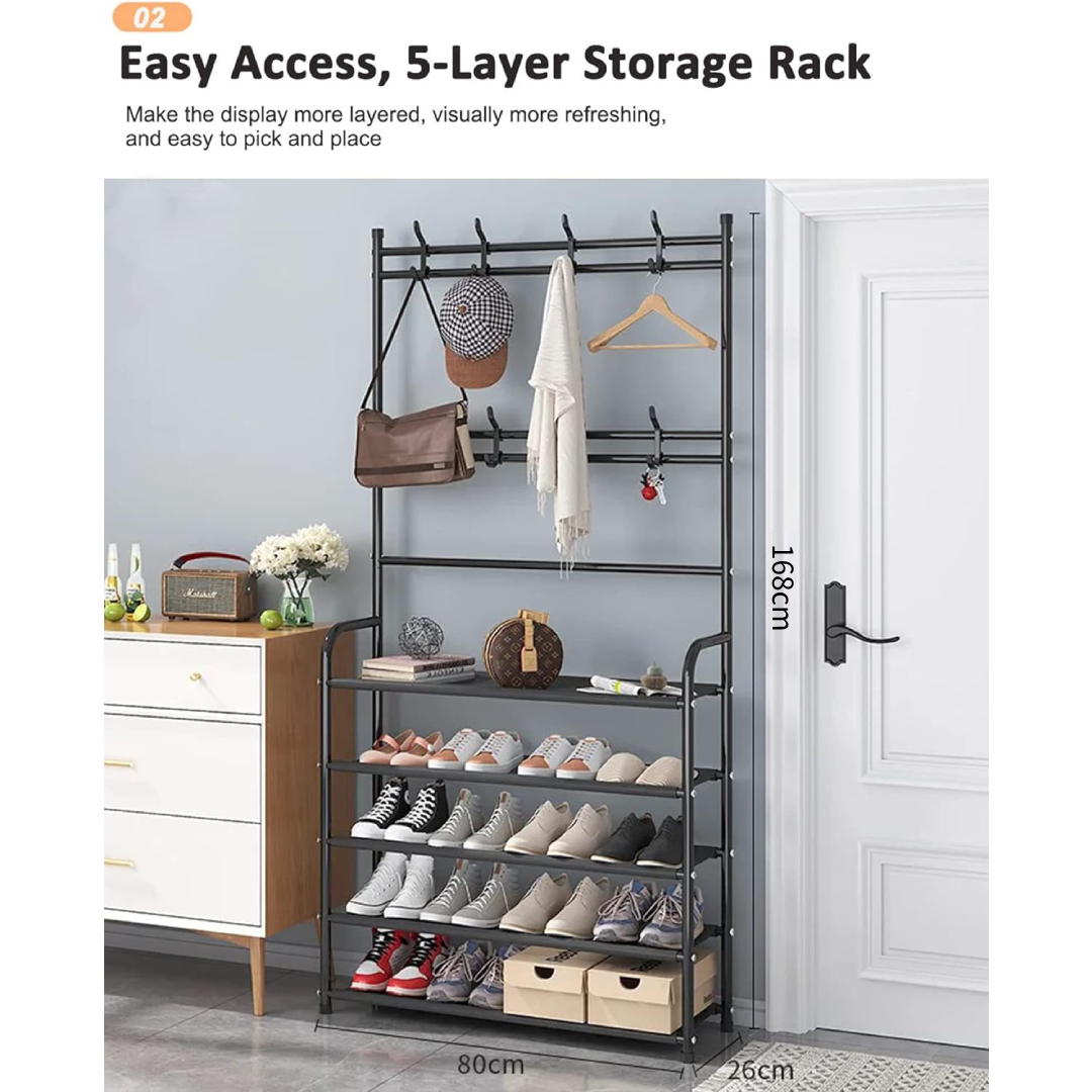 Nudekor - 5 Tier Heavy Duty Multipurose Storage Rack - Black