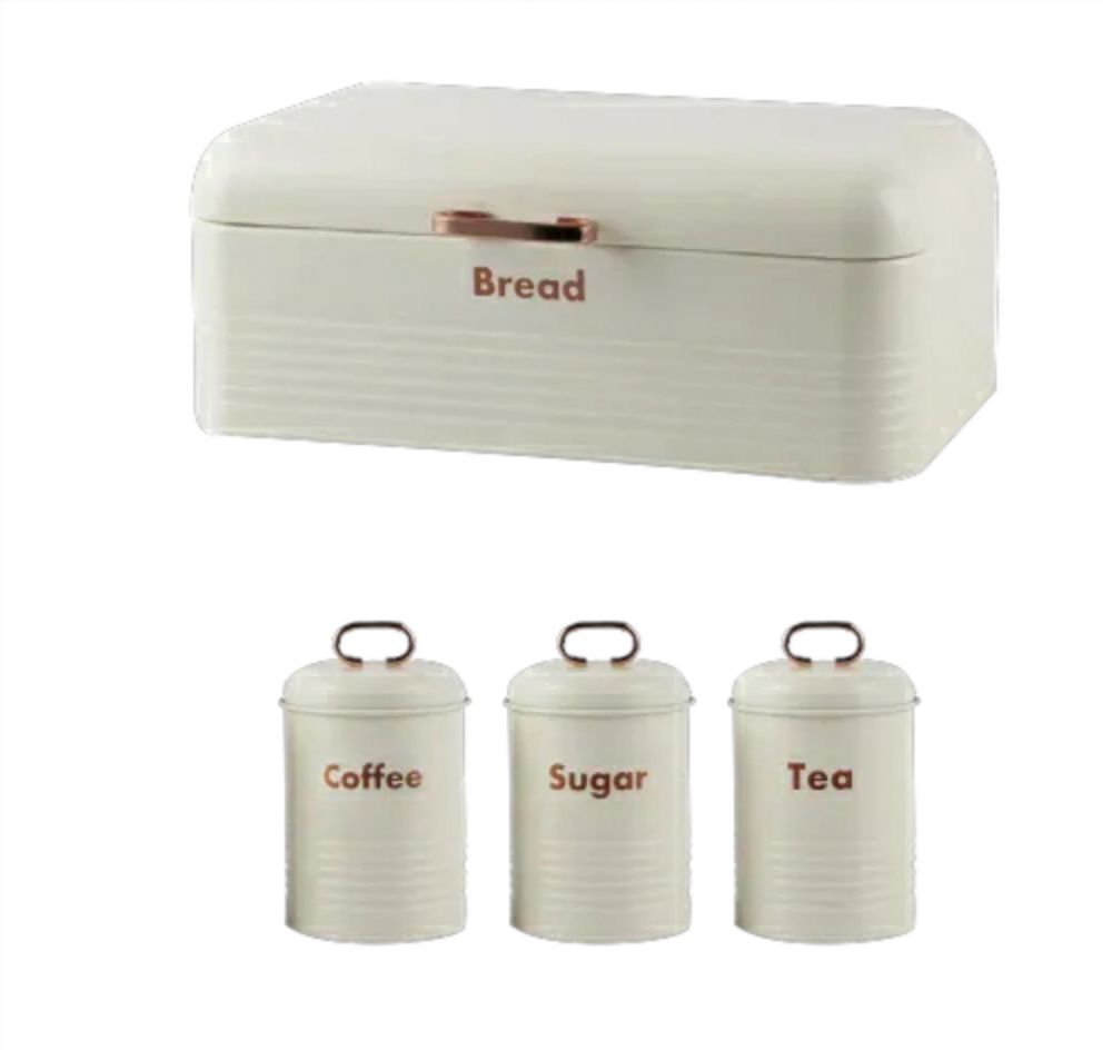 Homepro - 4pc Retro Bread Bin Canister Set