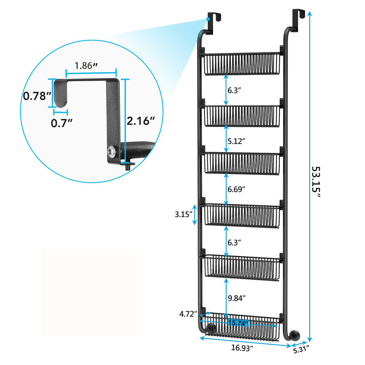 Nu Dekor - 6 Shelf Retor Door Hanging Organiser