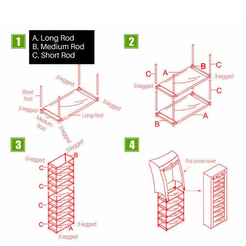 Nu Dekor - Multipurpose Portable Folding Shoe Rack 9 Tier