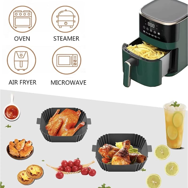 4x 20cm Square Silicone Air Fryer Liners