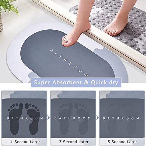 Nu Dekor - Ultra Water Absorbent Non-Slip Oval Bath Mat - Set of 2