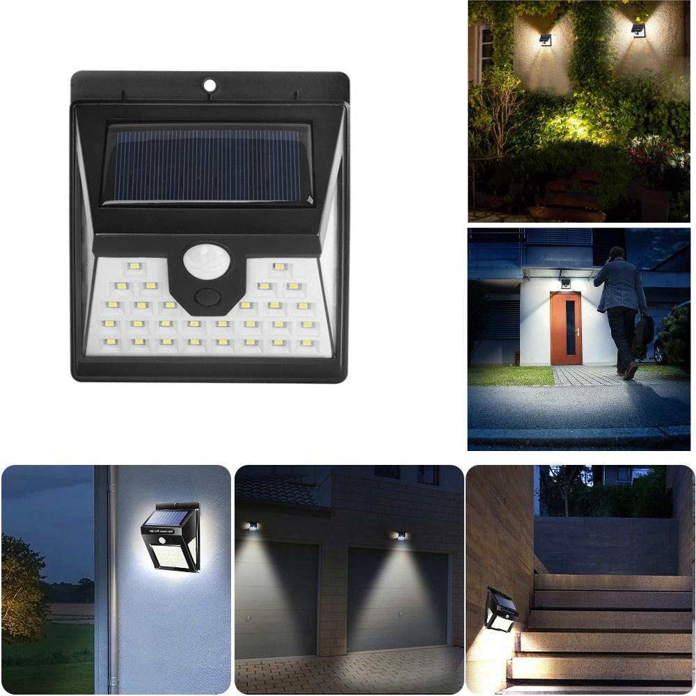 Birghta - 60W Solar Powered Motion Sensor Wall Light - Set of 4