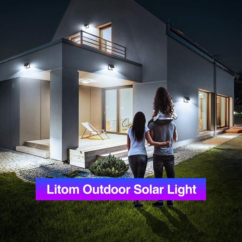 Birghta - 60W Solar Powered Motion Sensor Wall Light - Set of 4