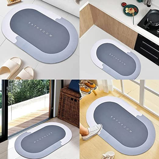 Nu Dekor - Ultra Water Absorbent Non-Slip Oval Bath Mat - Set of 2