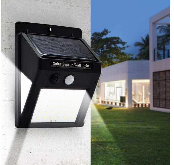 Birghta - 60W Solar Powered Motion Sensor Wall Light - Set of 4