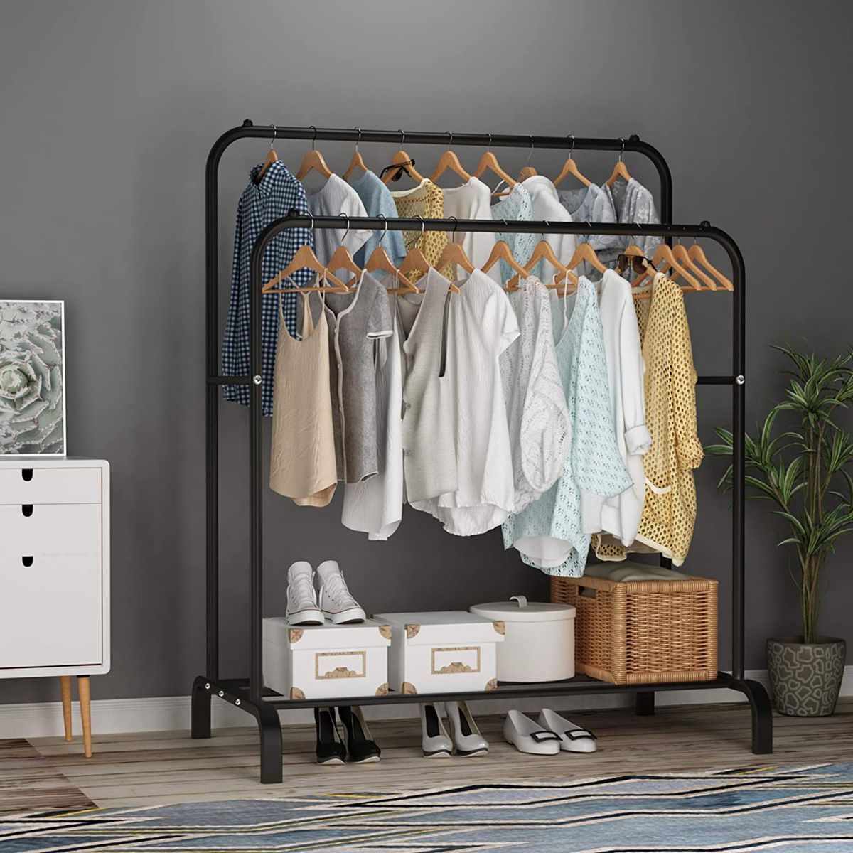 Nu Dekor - Heavy Duty Double Pole Clothes & Shoes Storage Rack