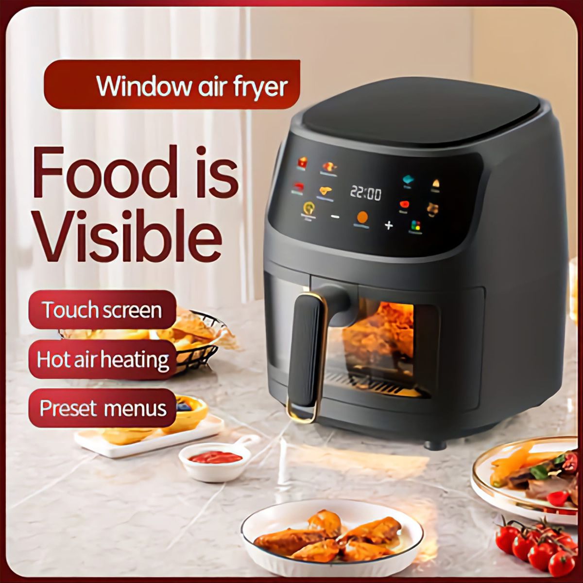 Silver Crest 8L Digital Clear View Window Air Fryer + FREE Silicone Liner